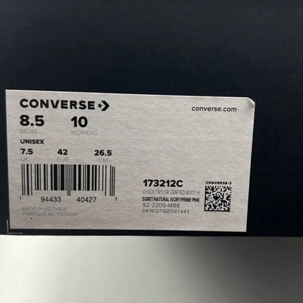 Converse Chuck Taylor Crafted Boot Hi Egret/Ivory/Pink 173212C M 8.5 | W 10- NWB - Picture 3 of 13